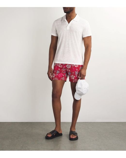 Vilebrequin White Linen Pyramid Polo Shirt for men