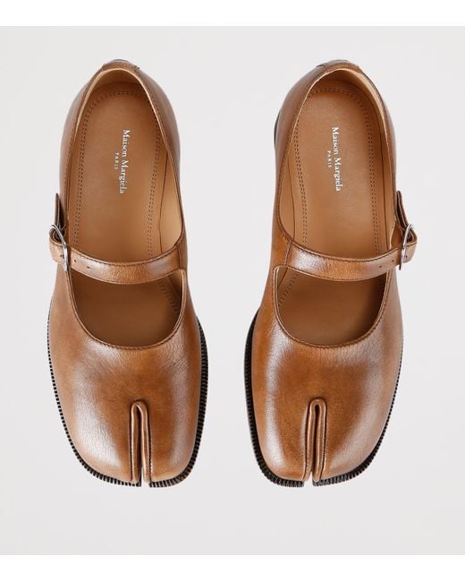 Maison Margiela Brown Sun-Bleached Leather Tabi Mary Jane Shoes