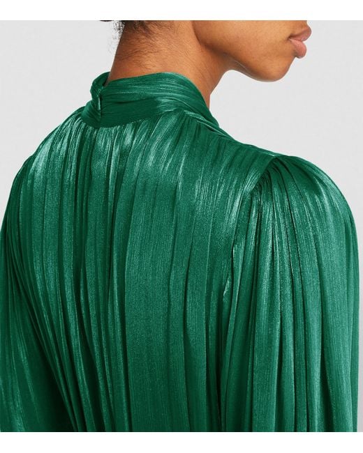 Costarellos Green Lamé Mellonia Midi Dress