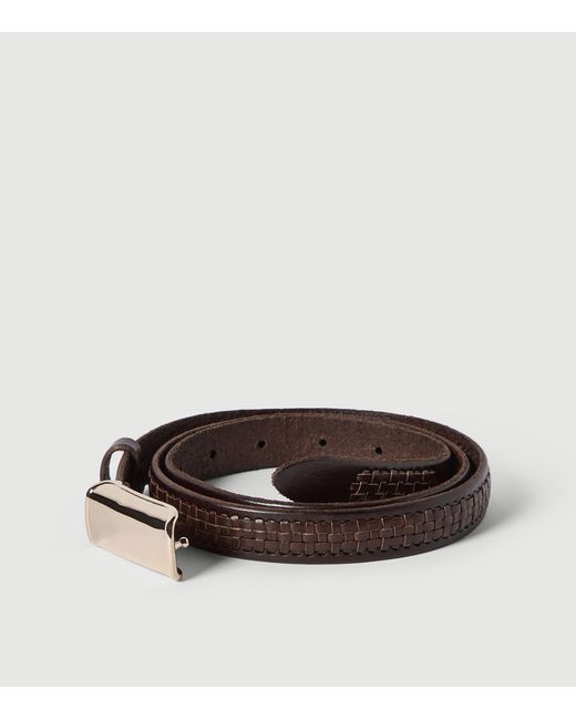 Brunello Cucinelli Brown Leather Woven Belt for men