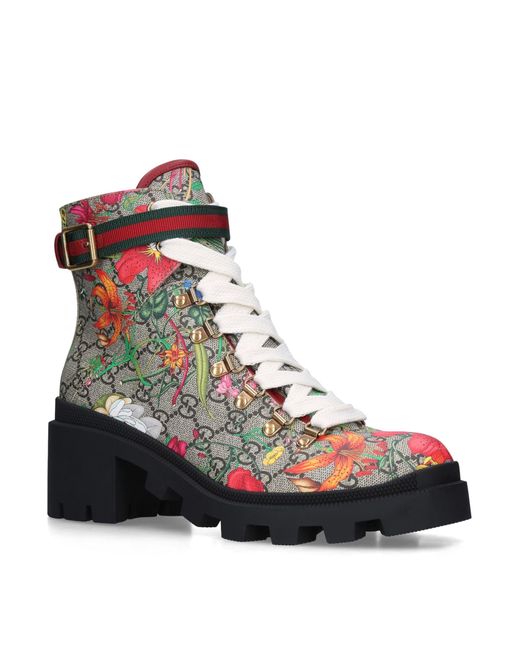 Gucci Multicolor GG Supreme Flora Trip Boots