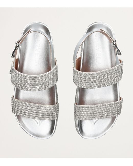 Carvela Kurt Geiger White Crystal-embellished Gala Flatform Sandals