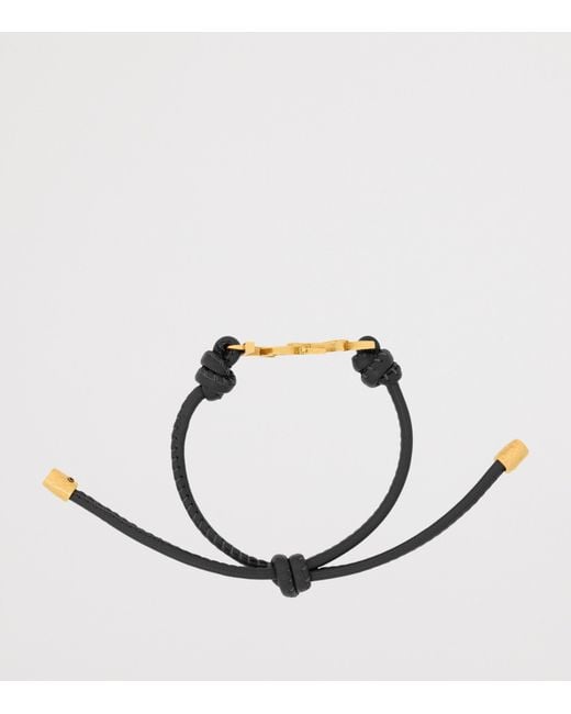 Saint Laurent Black Leather Cassandre Bracelet