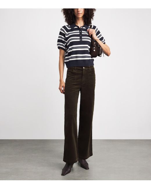PAIGE Blue Stripe Birch Polo Top
