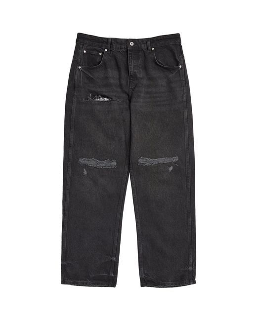 Represent Gray Distressed Straight Jeans for men