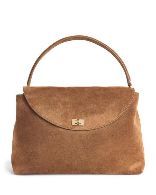 Sandro Brown Suede Le Grand Bazaar Top-Handle Bag
