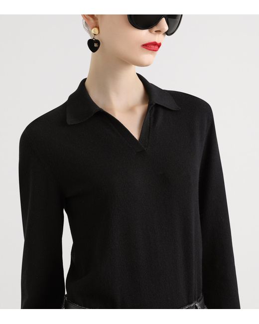 Dolce & Gabbana Black Cashmere Henley Sweater
