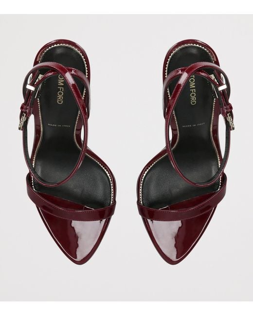 Tom Ford Red Patent Leather Padlock Sandals 105