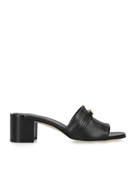 Tod's Black Leather Cuoio Heeled Mules 55