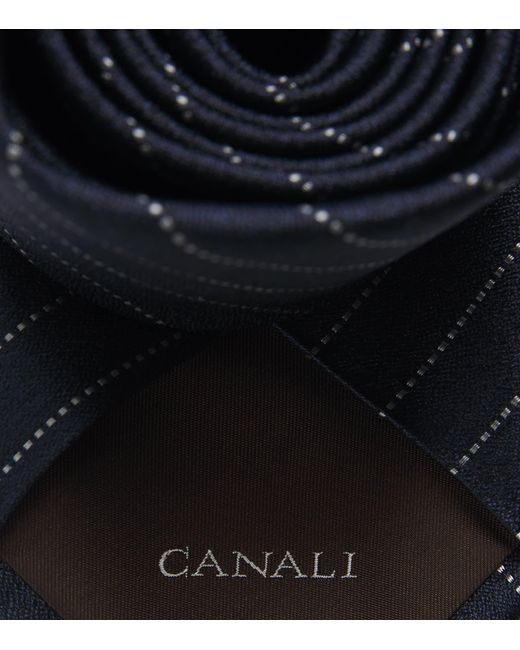 Canali Blue Silk Stripe Tie for men