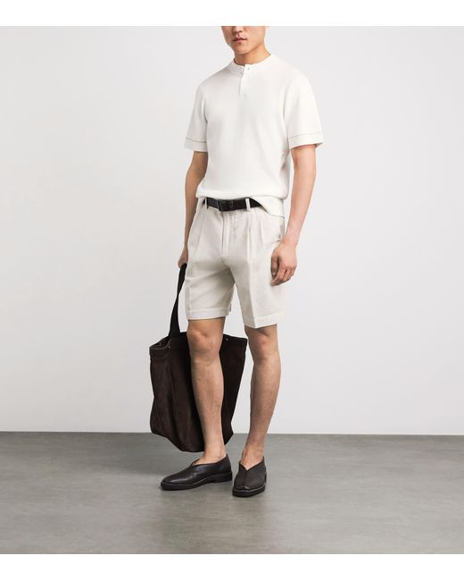 CHE White Casimir Henley Polo Shirt for men