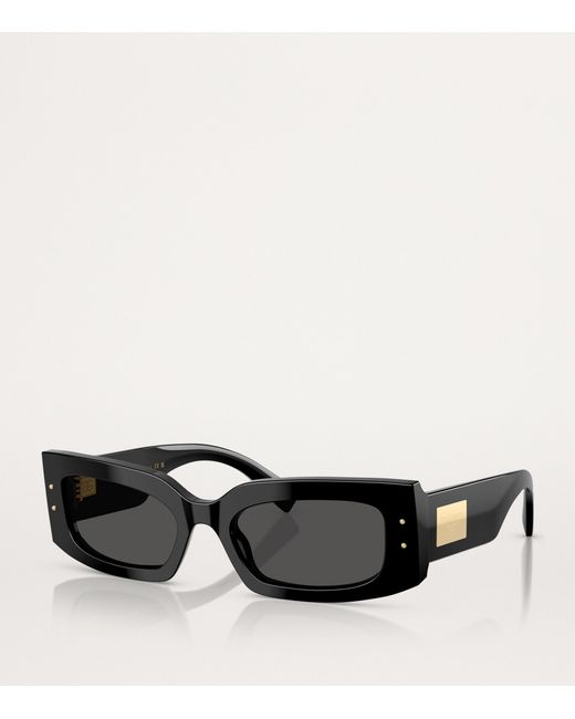 Dolce & Gabbana Black Acetate Rectangular Sunglasses