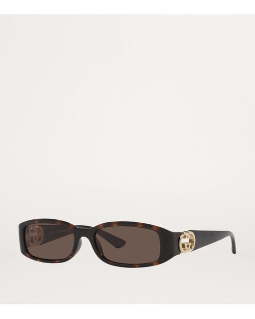 Gucci Brown Slim Rectangular Sunglasses