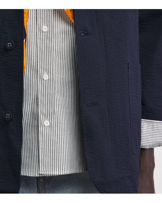 AMI Gray Cotton Logo Button-Down Shirt for men