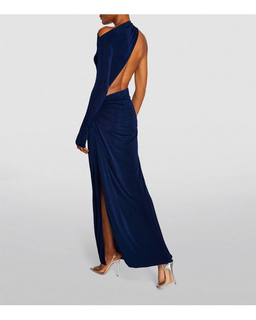 Anna October Blue Asymmetric-neck Shaya Dress