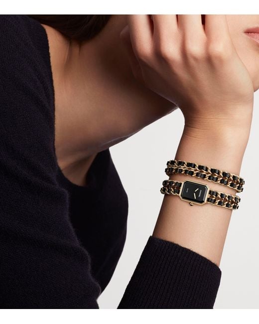 Chanel Black Plated Première Iconic Chain Double Row Watch