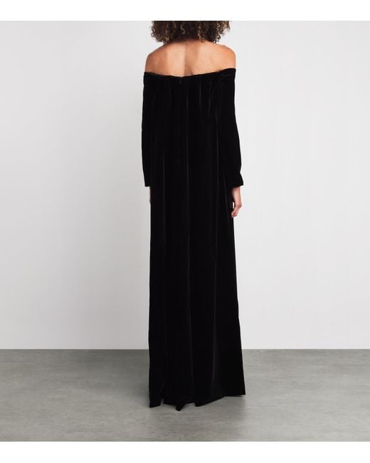 Max Mara Black Velvet Off-The-Shoulder Gown