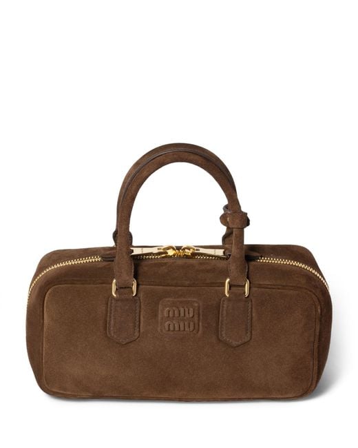 Miu Miu Brown Suede Arcadie Top-Handle Bag