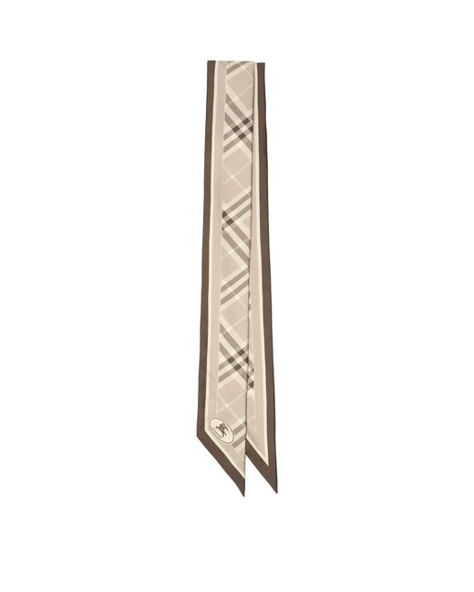 Burberry Metallic Silk Check Skinny Scarf