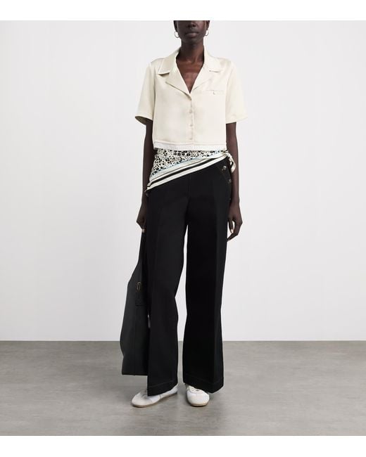 Claudie Pierlot White Satin Cropped Shirt