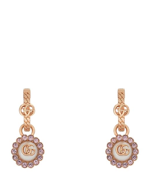 Gucci Natural Crystal-embellished Gg Hoop Earrings
