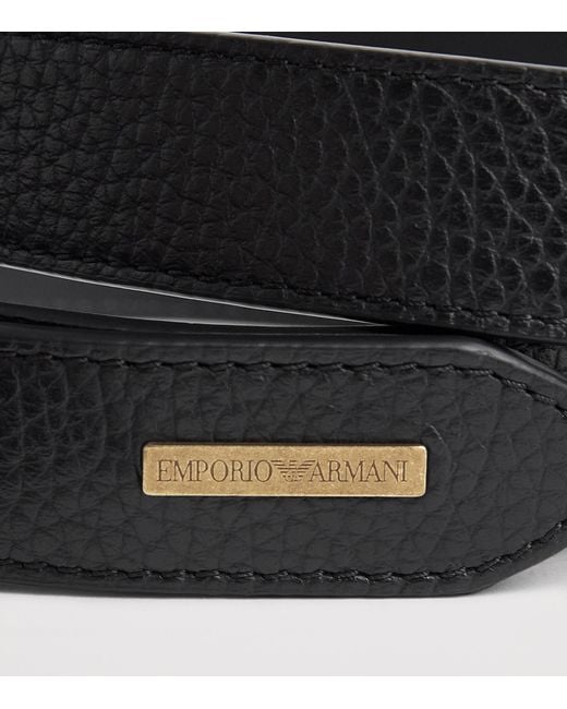 Emporio Armani Black Leather Belt for men