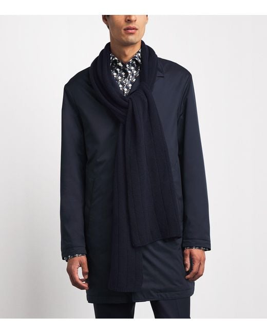 Paul & Shark Blue Ribbed Scarf for men