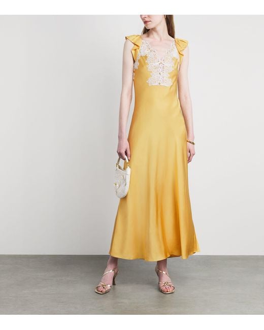 Claudie Pierlot Metallic Satin Maxi Dress