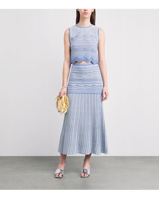 Sandro Blue Metallised Crop Top