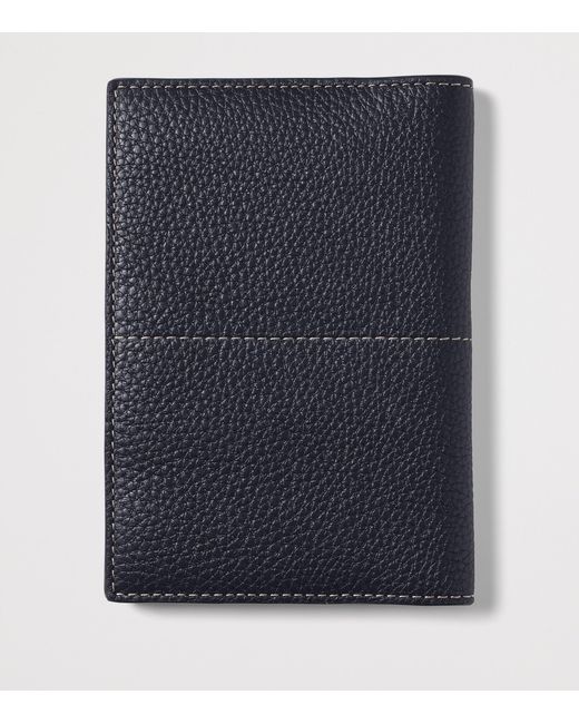 Aspinal Blue Leather Hudson Passport Cover for men