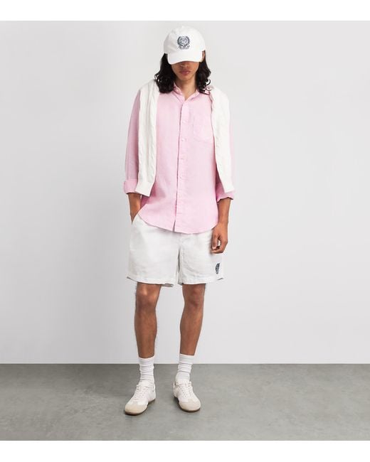 Polo Ralph Lauren Pink X Wimbledon Linen Logo Crest Shirt for men