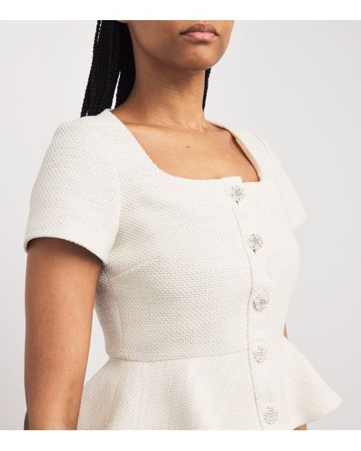 Maje White Tweed Peplum Top
