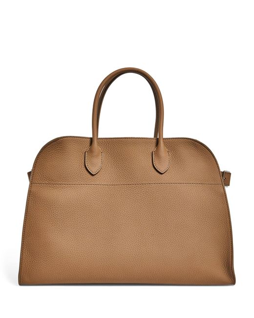 The Row Brown Leather Margaux 15 Top-handle Bag