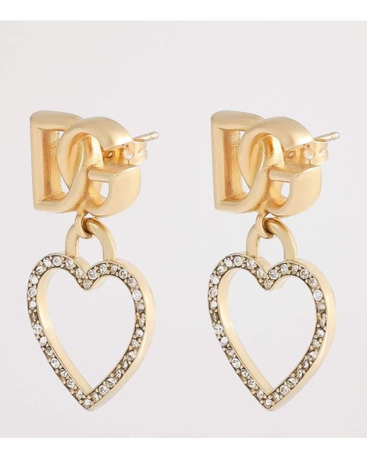 Dolce & Gabbana Metallic Logo Heart Earrings