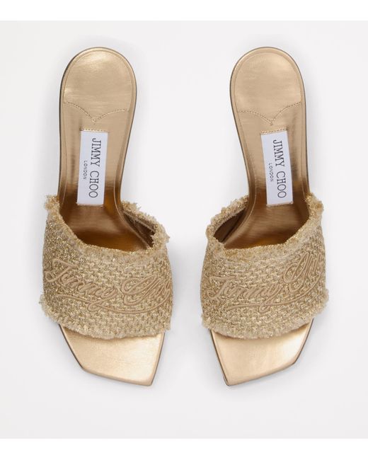 Jimmy Choo Natural Raffia Alexia Heeled Mules 70