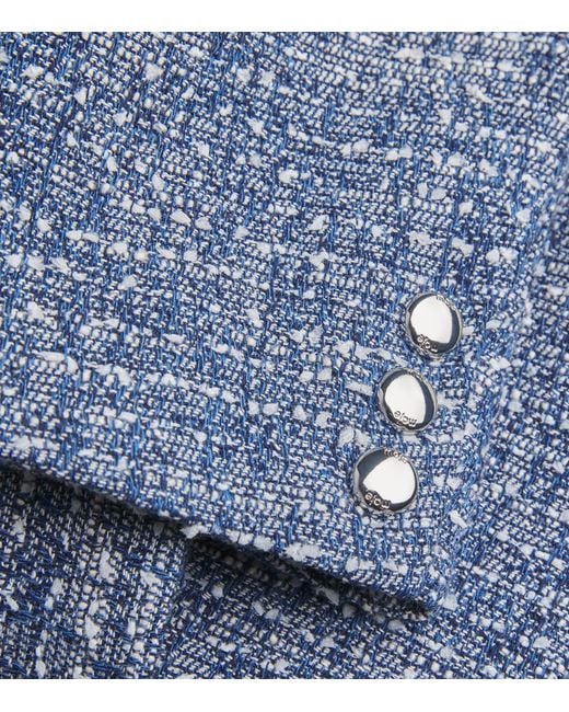 Maje Blue Cotton-Blend Tweed Jacket