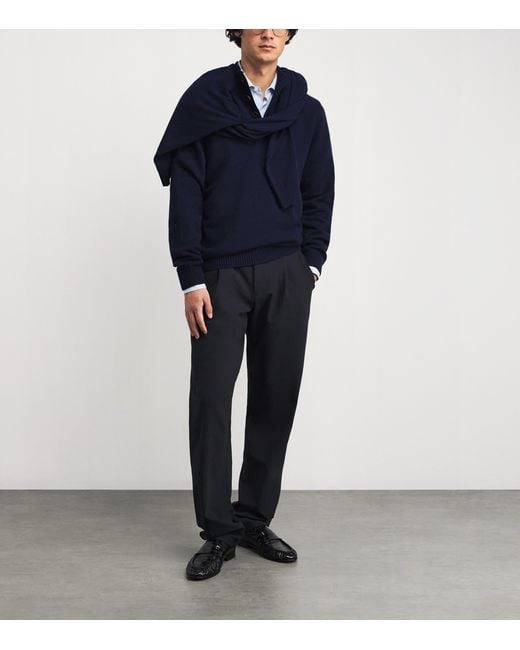 Harrods Blue Cashmere Button-Down Sweater for men