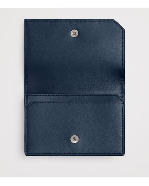 Bottega Veneta Blue Leather Intrecciato Avenue Business Card Case for men