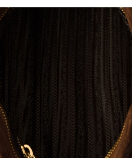 Prada Brown Medium Suede Belted Bonnie Shoulder Bag