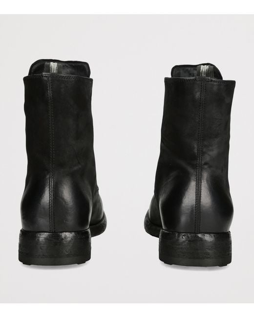 Officine Creative Black Leather Bulla Ankle Boots for men