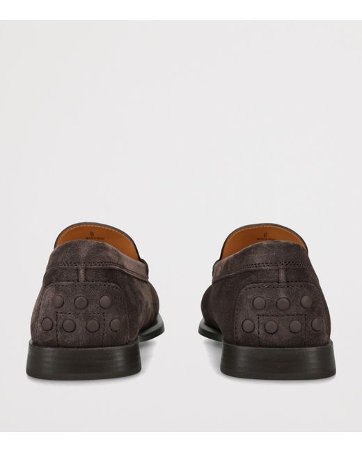 Tod's Brown Suede Arricciato Gomma Loafers for men