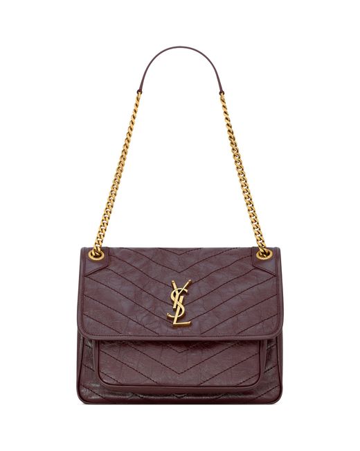 Saint Laurent Purple Medium Leather Niki Shoulder Bag