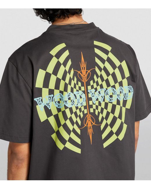 WOOD WOOD Black Cotton Haider Tribe Logo T-shirt for men