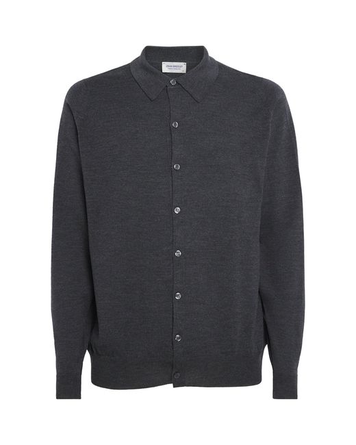 John Smedley Blue Extra Fine Merino Wool Tibor Shirt for men