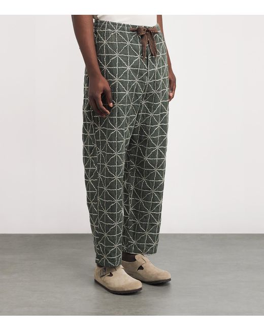 Kapital Gray Embroidered Folk Dojo Straight Trousers for men