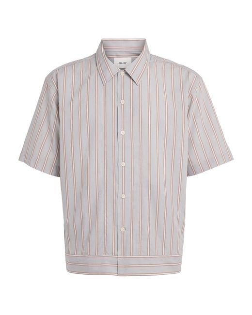 NN07 Gray Supima Cotton Stripe Short-Sleeve Shirt for men