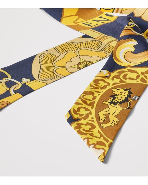 Aspinal Orange Silk Shield Skinny Scarf