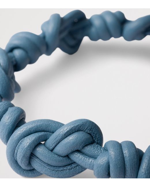 Prada Blue Nappa Leather Knotted Bracelet