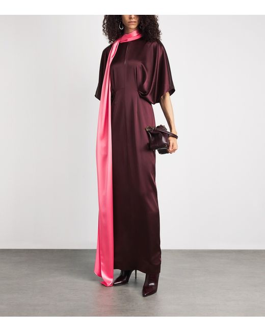 Roksanda Red Satin Sami Scarf Maxi Dress