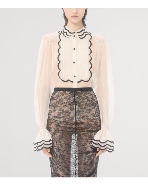 Valentino White Silk Embroidered Shirt